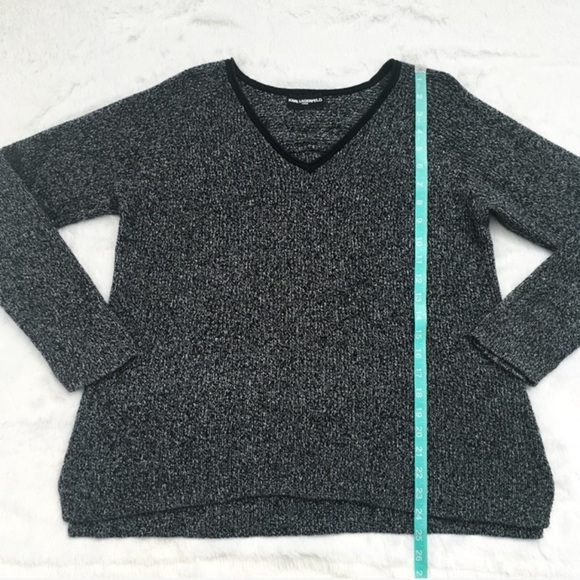 Karl Lagerfeld Black and White Marled Sweater, size Large - Picture 3 of 5